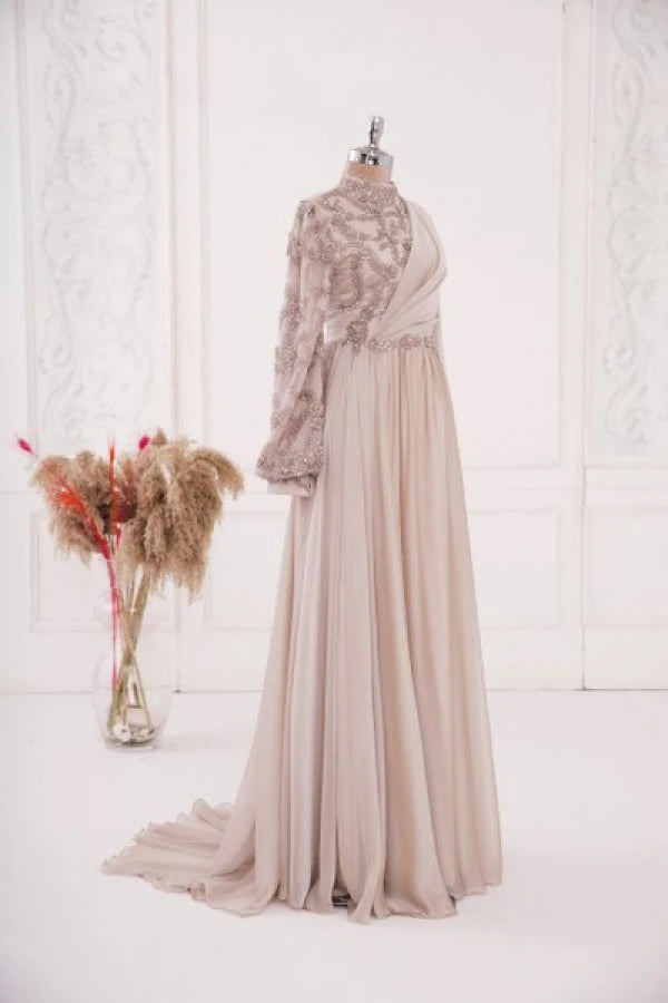 Bej Dilruba Tesettür Abiye