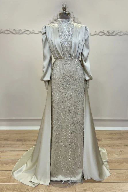 Açelya Kuyruklu Abiye Bej