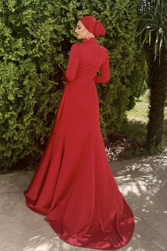 Berra Kırmızı Renk Tesettür Abiye