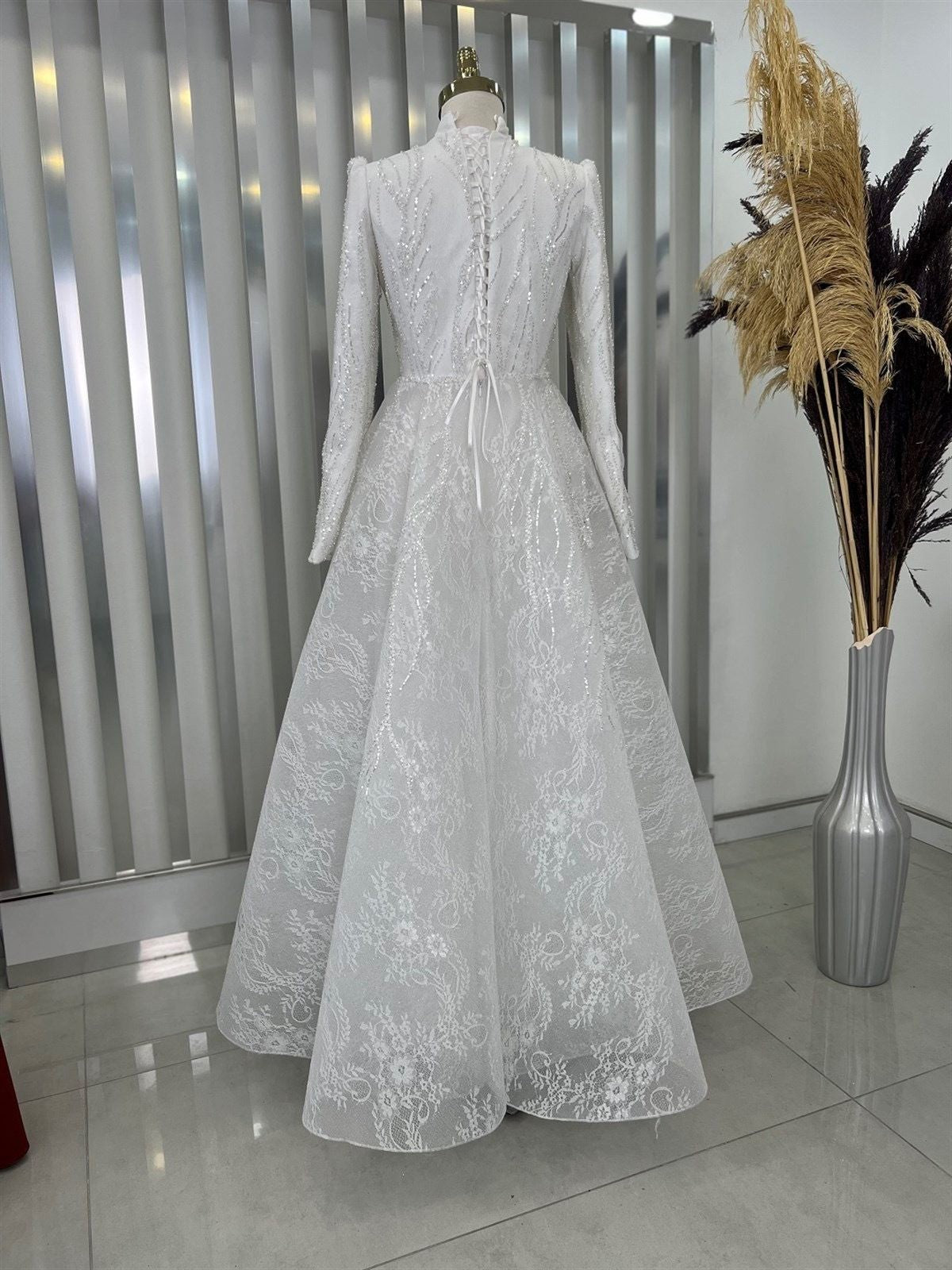 Çırağan Ekru Tesettür Abiye