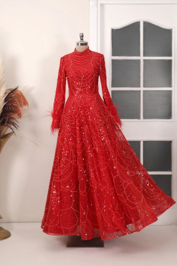 Rosalin Abiye Kırmızı