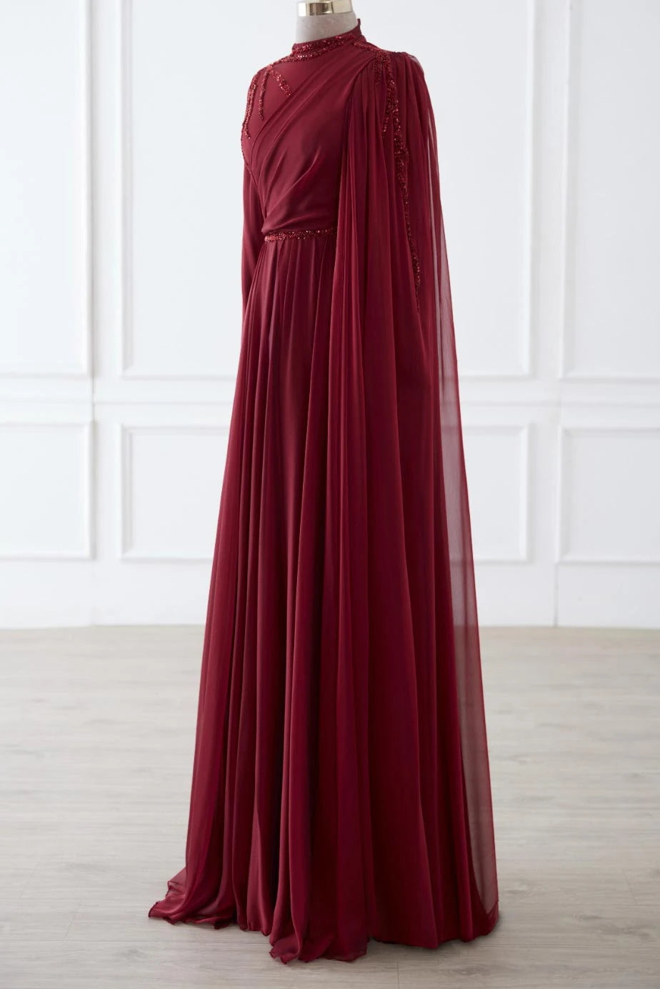 Bordo Sare Tesettür Abiye