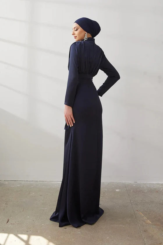 Ahla Lacivert Tesettür Abiye