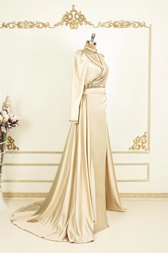 Asil Krem Tesettür Abiye