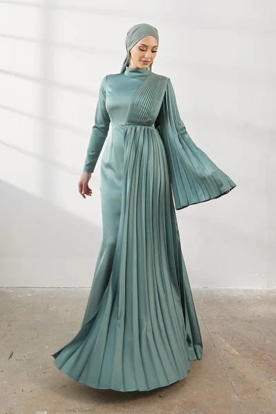 Elsa Su Yeşili Tesettür Abiye