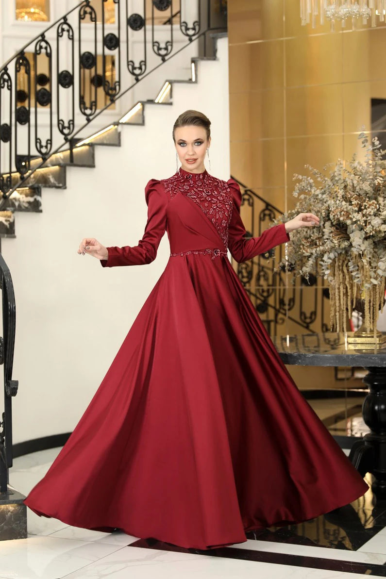 Nilüfer Abiye Bordo