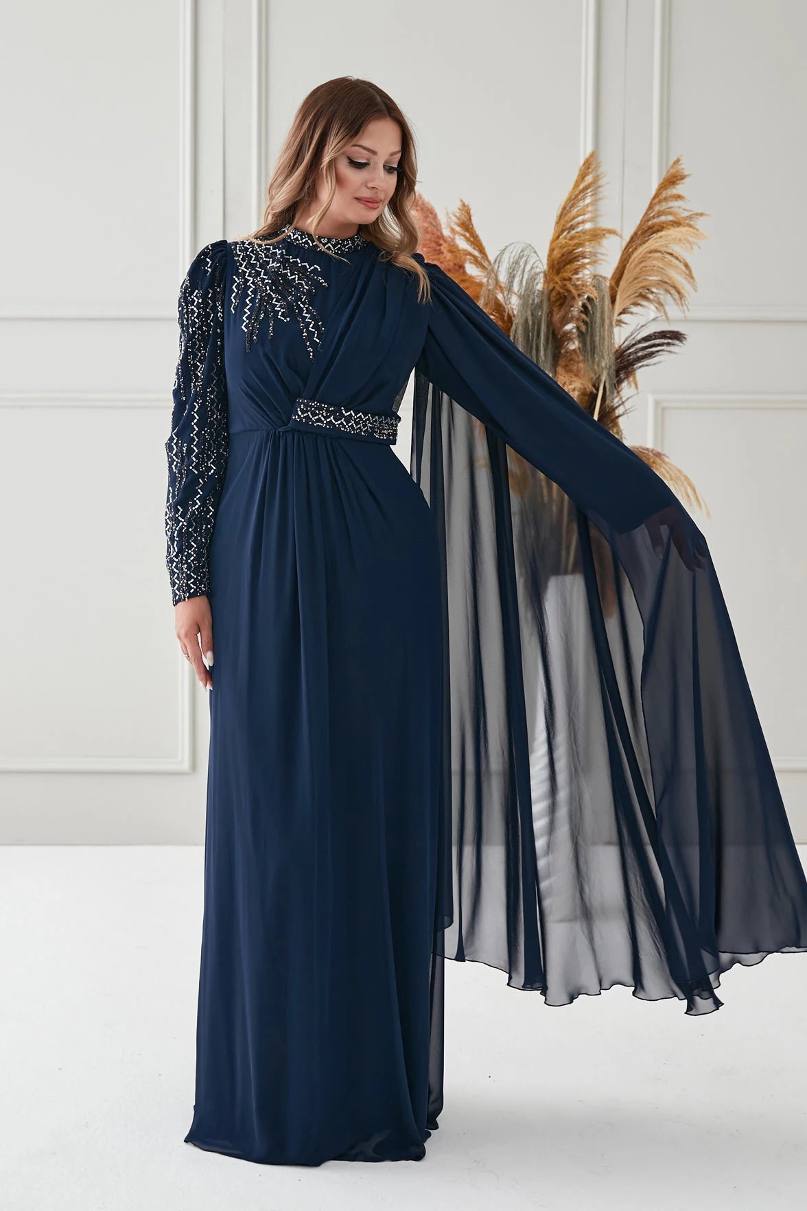 Şifon Abiye Lacivert