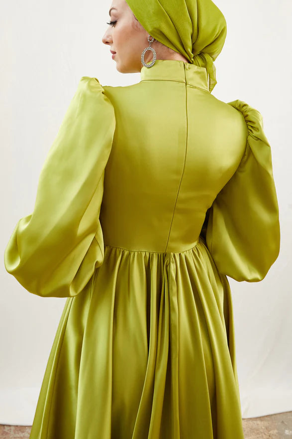 Alara Tesettür Abiye Yağ Yeşili