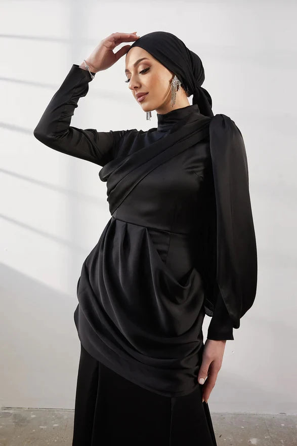 Damla Siyah Tesettür Abiye
