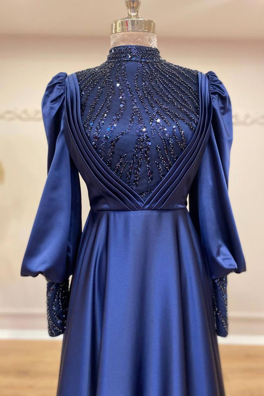 Lacivert Bella Tesettür Abiye