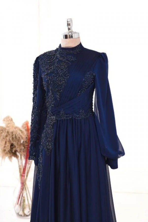 Lacivert Meltem Tesettür Abiye