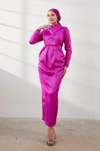 Efnan Fuşya Tesettür Abiye