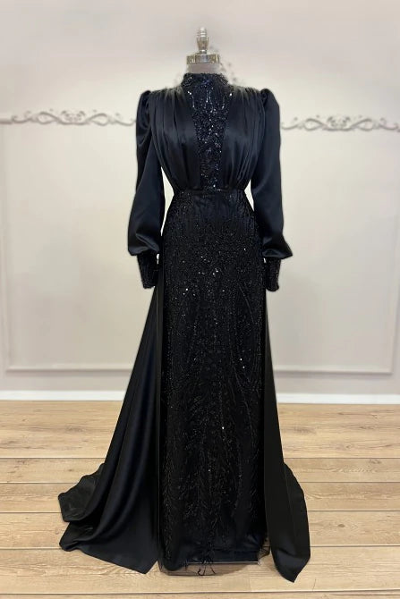 Açelya Kuyruklu Abiye Siyah