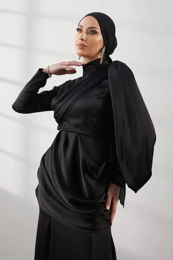 Damla Siyah Tesettür Abiye