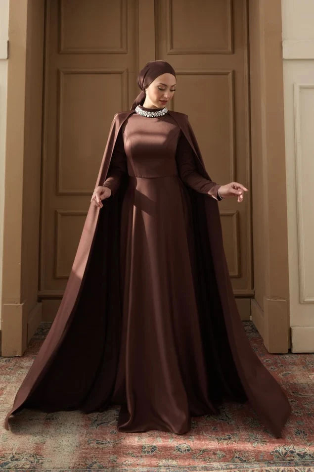 Hanzade Taşlı Abiye Kahverengi