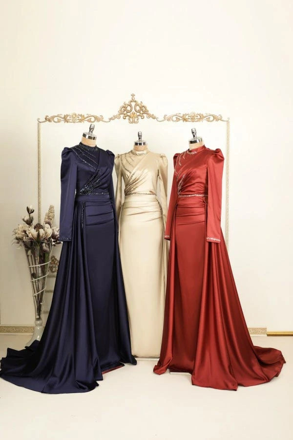 Asil Krem Tesettür Abiye