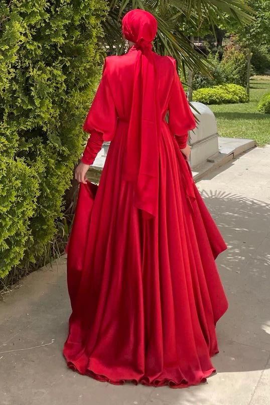 Kırmızı Mihra Tesettür Abiye