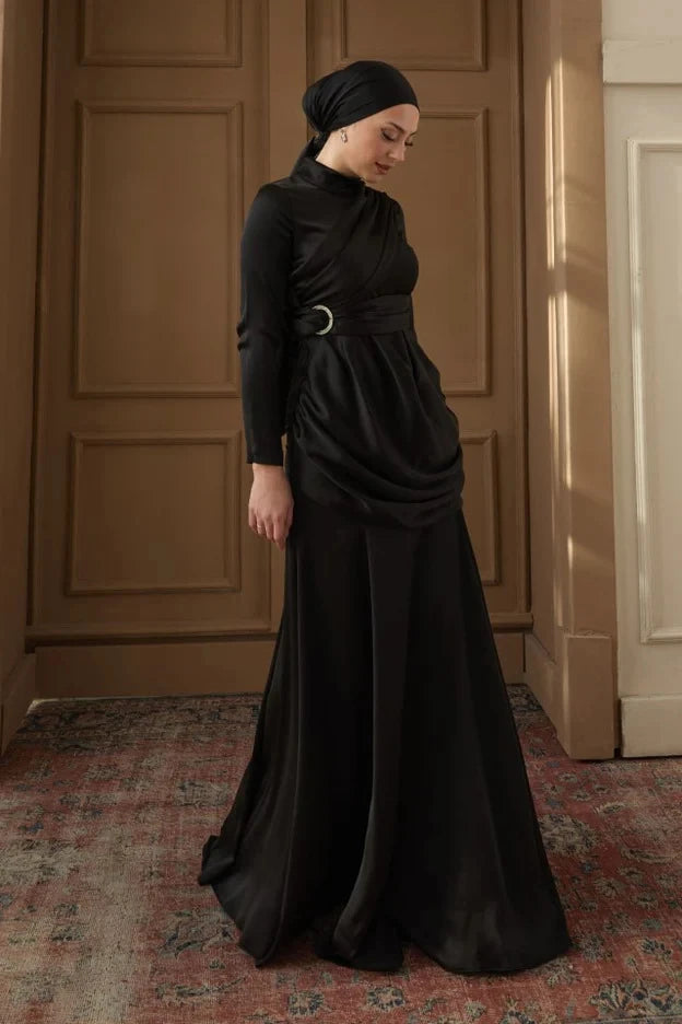 Rana Taşlı Siyah Abiye