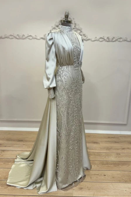 Açelya Kuyruklu Abiye Bej