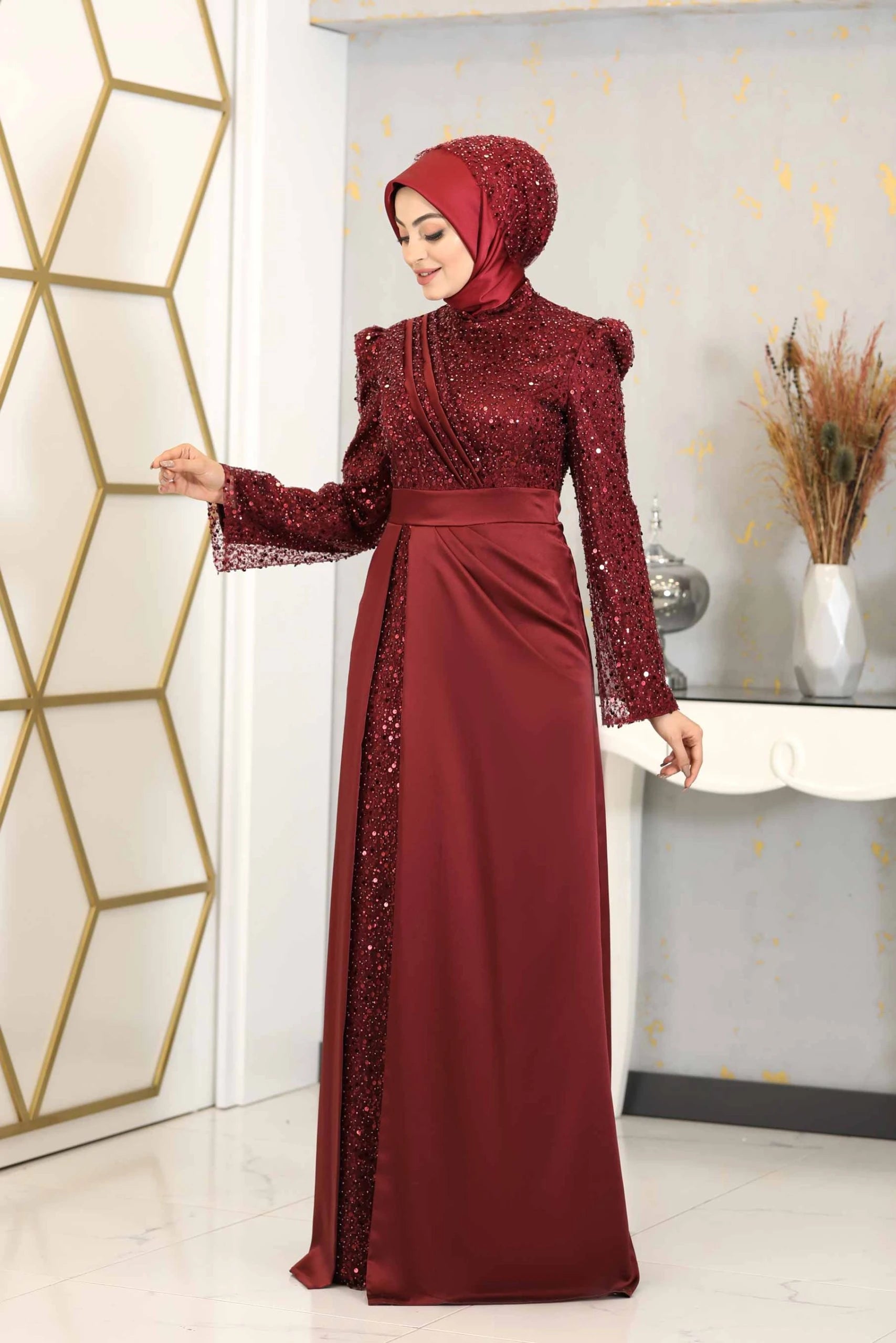 Şehrazat Abiye Bordo