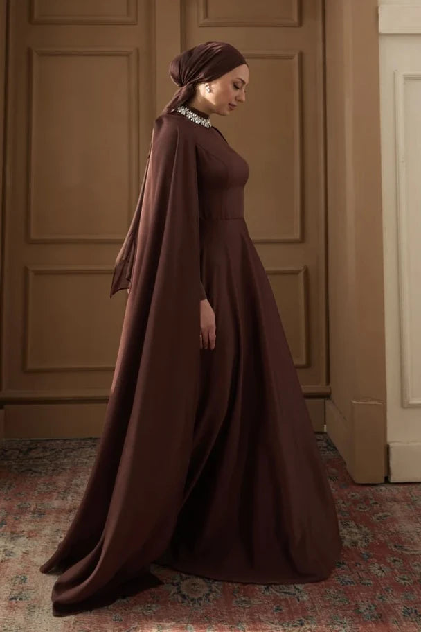 Hanzade Taşlı Abiye Kahverengi