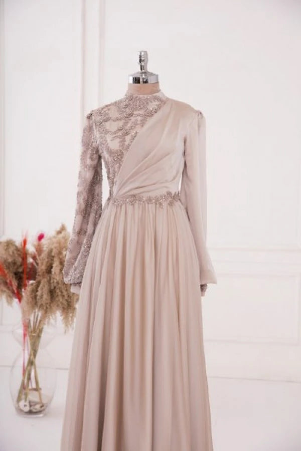 Bej Dilruba Tesettür Abiye